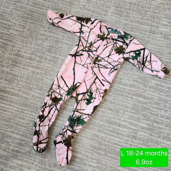 Trail Crest toddler girls fleece footed pajamas pink camo size L 18-24 months - Picture 1 of 11